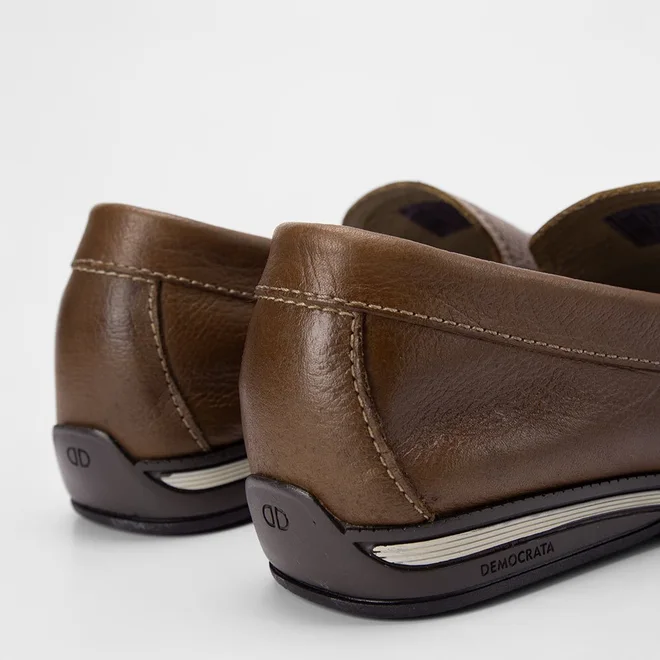 Mocassim Democrata Ted Easy Couro Marrom