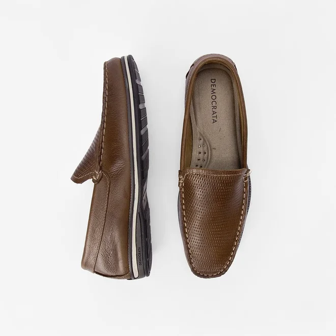 Mocassim Democrata Ted Easy Couro Marrom