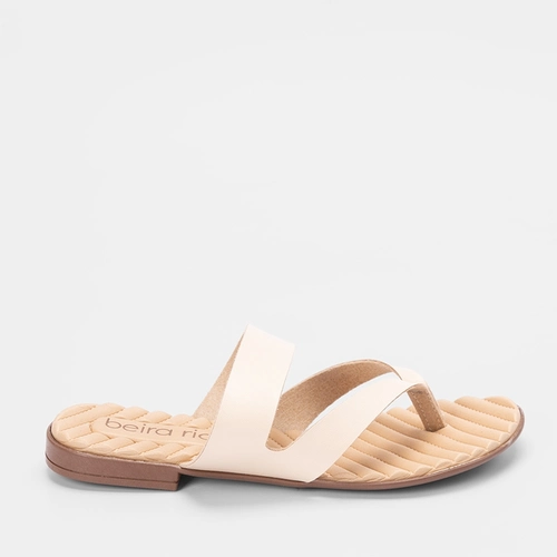 Rasteira Beira Rio Tira de Dedo Estilizada Off White