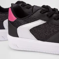 Tênis Infantil Gabrielinha Recorte Metalizado Glitter Preto