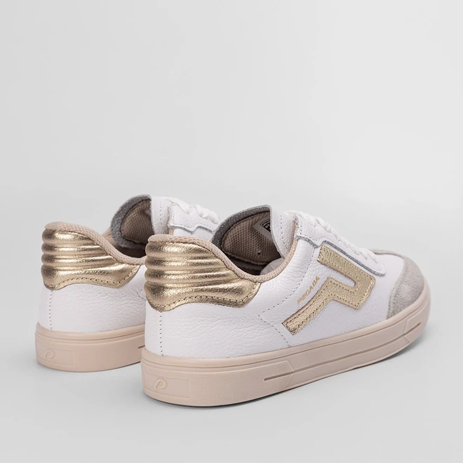 Tênis Casual Pegada Feminino Couro Detalhe Lateral Branco