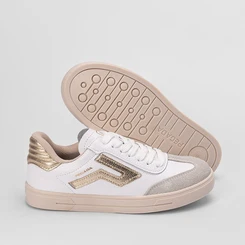 Tênis Casual Pegada Feminino Couro Detalhe Lateral Branco