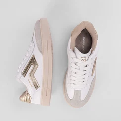 Tênis Casual Pegada Feminino Couro Detalhe Lateral Branco
