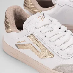 Tênis Casual Pegada Feminino Couro Detalhe Lateral Branco