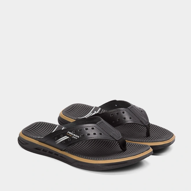 Chinelo Pegada Anatomics Couro Preto