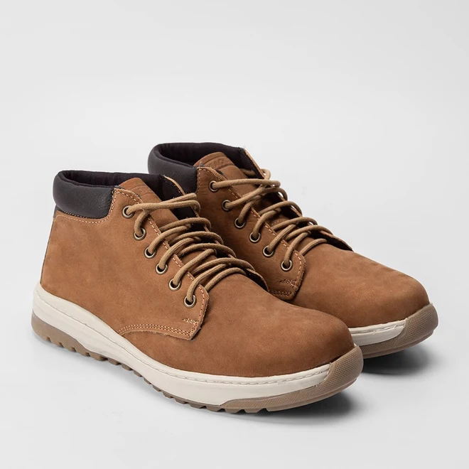 Bota Coturno Mac & Jac Couro Basic Caramelo