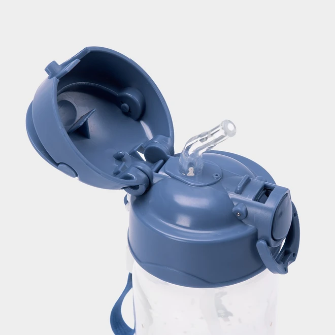 Copo Com Canudo Infantil Pimpolho + 12m 370ml Azul