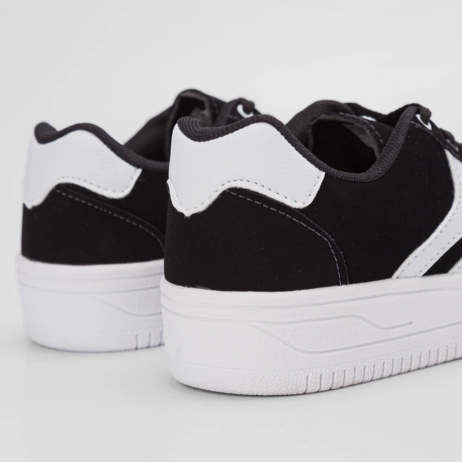 Tênis Casual Feminino Penélope Flatform Recorte Nobuck Preto