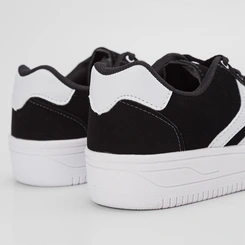 Tênis Casual Feminino Penélope Flatform Recorte Nobuck Preto