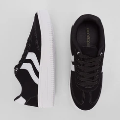 Tênis Casual Feminino Penélope Flatform Recorte Nobuck Preto