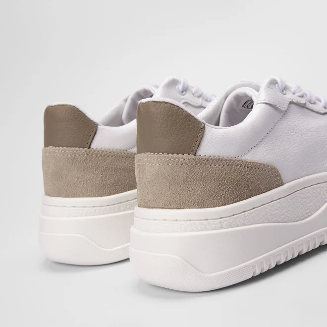 Tênis Masculino Mac & Jac Recortes Couro Bege & Branco