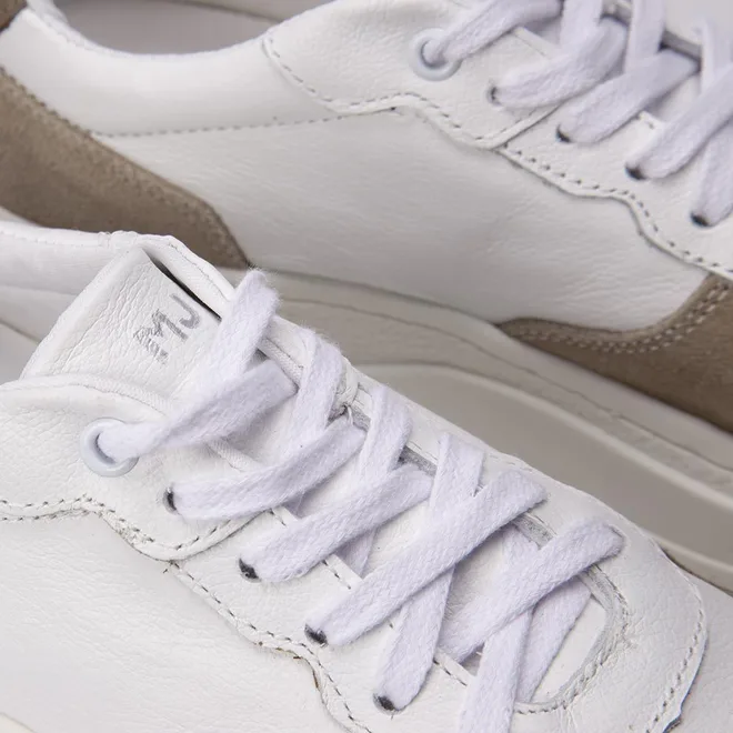 Tênis Masculino Mac & Jac Recortes Couro Bege & Branco