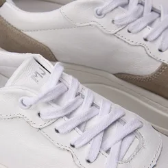Tênis Masculino Mac & Jac Recortes Couro Bege & Branco