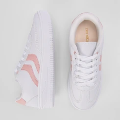 Tênis Penélope Flatform Feminino Recorte Rosa & Branco