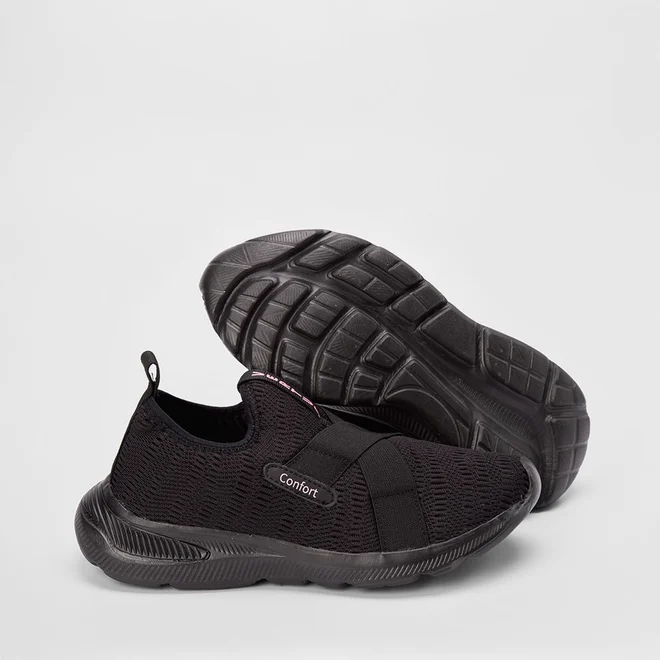 Slip On Feminino Vertus Confort Calce Fácil Preto