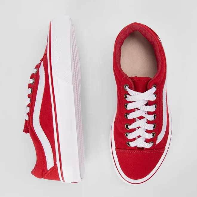 Tênis Star Feet Casual Feminino Recorte Lateral Vermelho