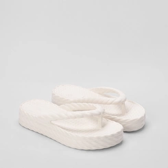 Chinelo Gabriela Flatform Textura Tressê Branco