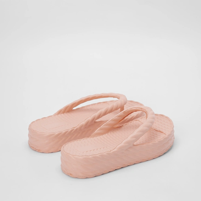Chinelo Gabriela Flatform Textura Tressê Rosa