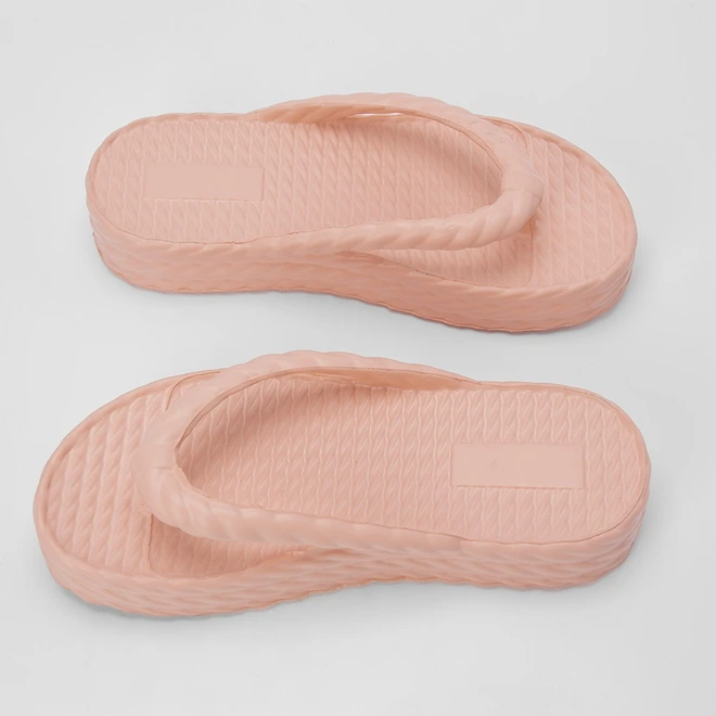 Chinelo Gabriela Flatform Textura Tressê Rosa
