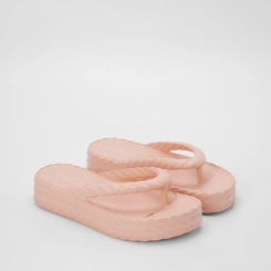 Chinelo Gabriela Flatform Textura Tressê Rosa