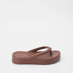 Chinelo Gabriela Flatform Textura Tressê Marrom