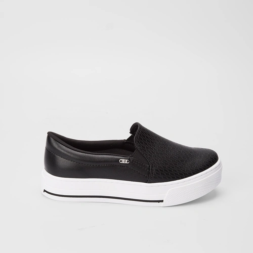 Slip On Via Marte Flatform Texturizado Preto