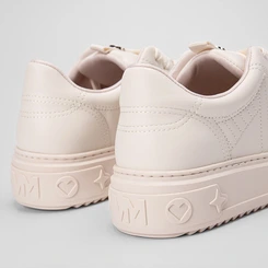 Tênis Via Marte Flatform Aplicação Logo Pesponto Bege