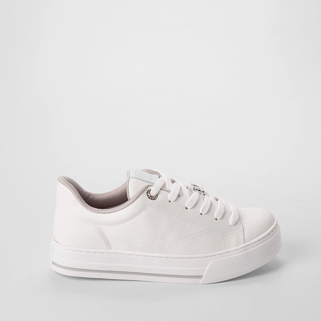 Tênis Casual Feminino Via Marte Flatform Aplicação Logo Branco