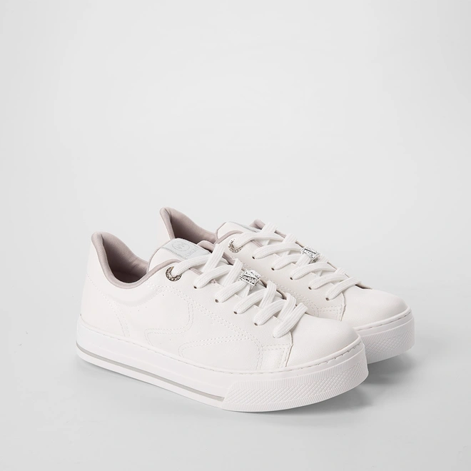 Tênis Casual Feminino Via Marte Flatform Aplicação Logo Branco