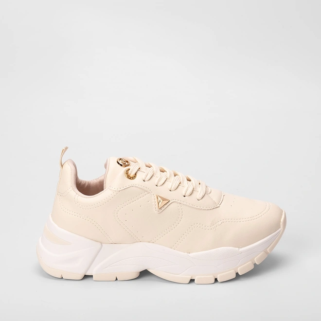 Tênis Via Marte Chunky Detalhe Aplicação Bege