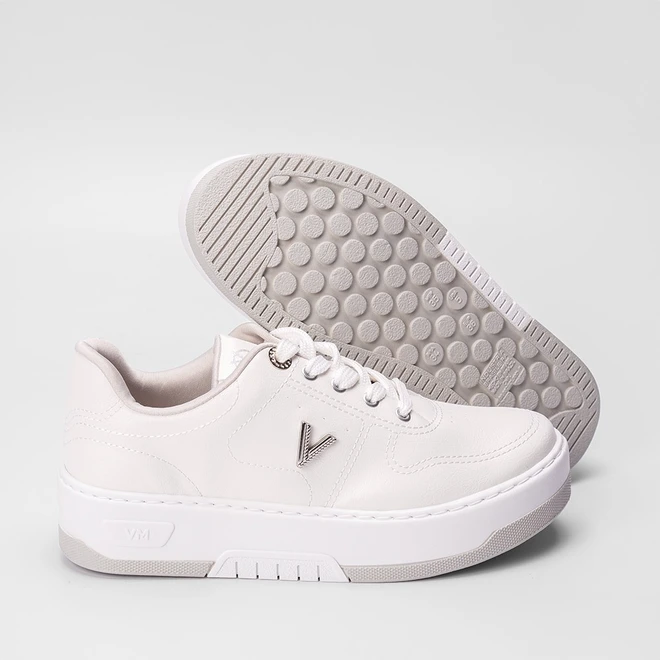 Tênis Via Marte Feminino Flatform Aplicação Ilhós Branco