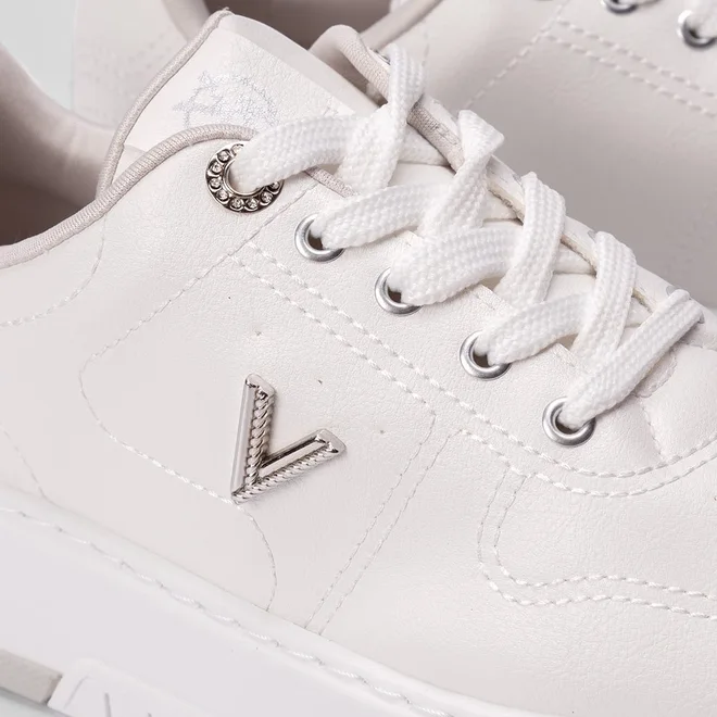 Tênis Via Marte Feminino Flatform Aplicação Ilhós Branco