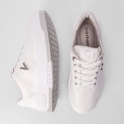 Tênis Via Marte Feminino Flatform Aplicação Ilhós Branco