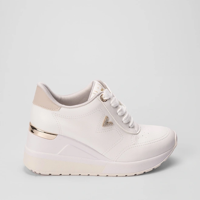 Tênis Via Marte Casual Anabela Feminino Aplicação Branco