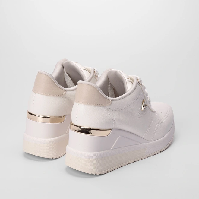 Tênis Via Marte Casual Anabela Feminino Aplicação Branco