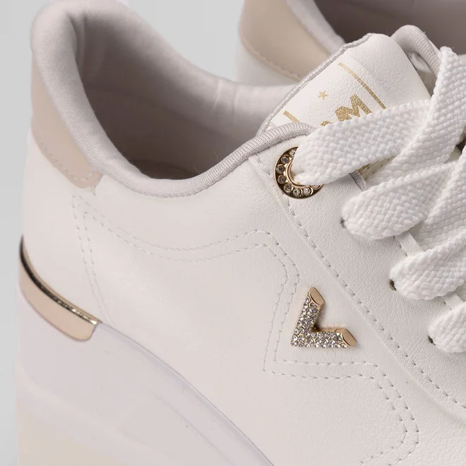Tênis Via Marte Casual Anabela Feminino Aplicação Branco