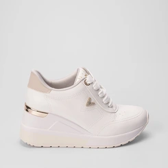 Tênis Via Marte Casual Anabela Feminino Aplicação Branco