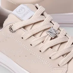Tênis Casual Feminino Via Marte Flatform Aplicação Logo Bege