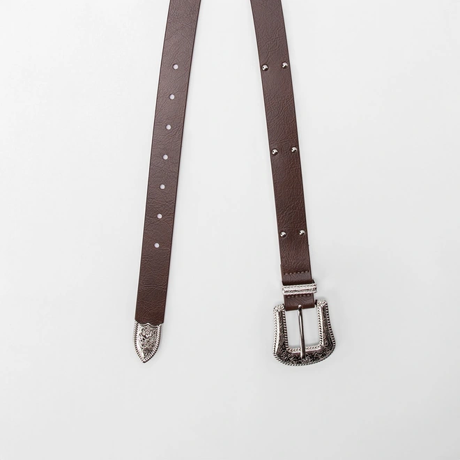 Cinto Feminino Gabriela Detalhe Tachas Fivela Marrom