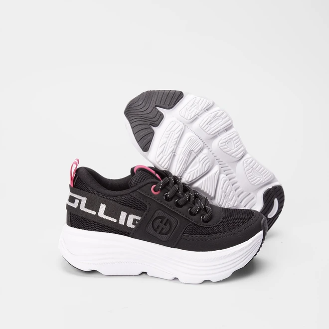 Tênis Infantil Ollie Virtus Esportivo Elástico Rosa & Preto