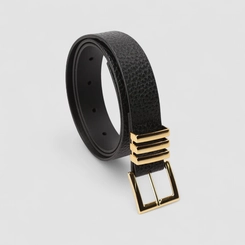Cinto Feminino Gabriela Texturizado Fivela Redonda Preto