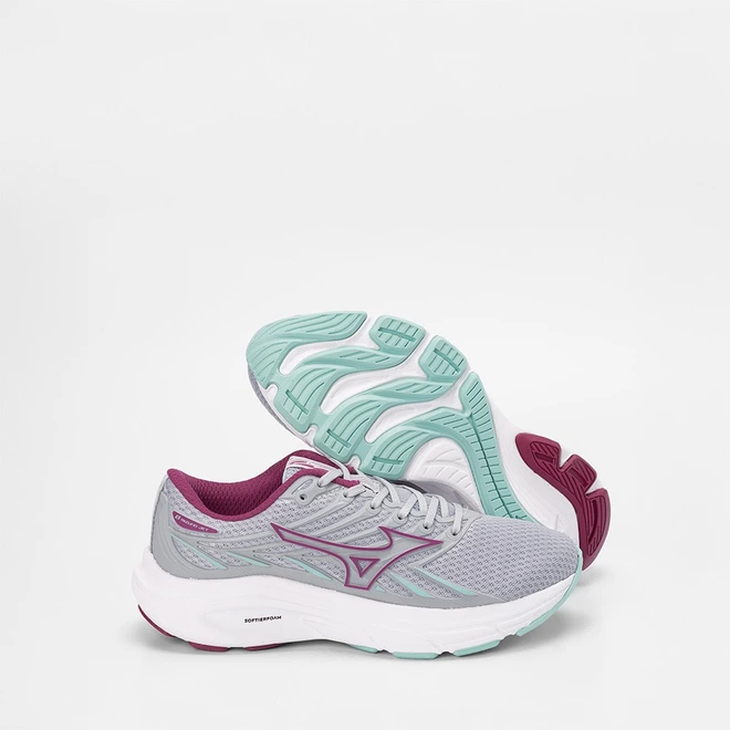 Tênis Esportivo Feminino Mizuno Jet 8 Corrida Original Cinza & Roxo