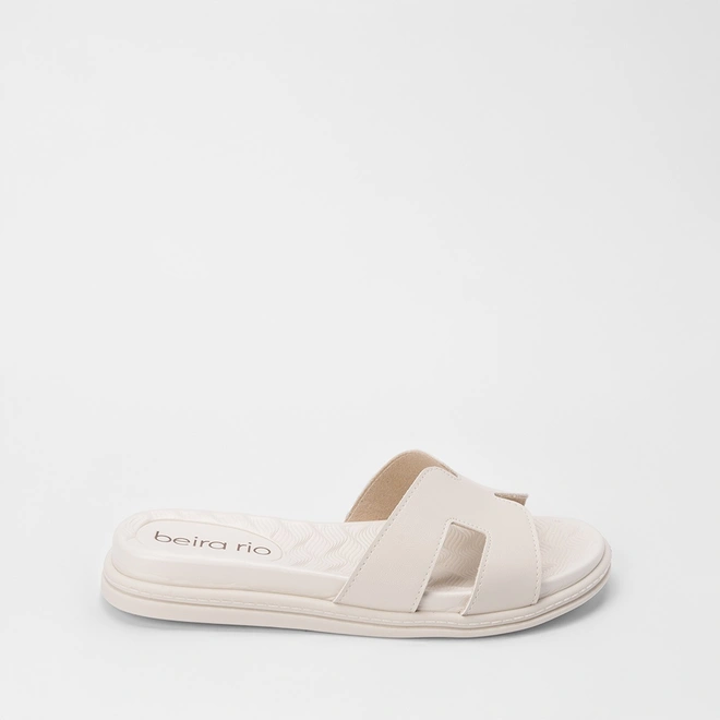 Rasteira Papete Beira Rio Tiras Vazadas Off White