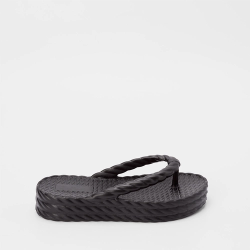 Chinelo Gabriela Flatform Textura Tressê Preto