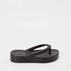 Chinelo Gabriela Flatform Textura Tressê Preto