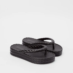 Chinelo Gabriela Flatform Textura Tressê Preto