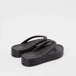 Chinelo Gabriela Flatform Textura Tressê Preto