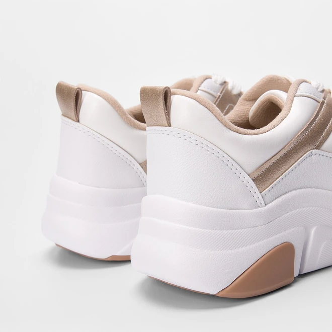 Tênis Casual Feminino Modare Ultraconforto Recorte Metalizado Branco