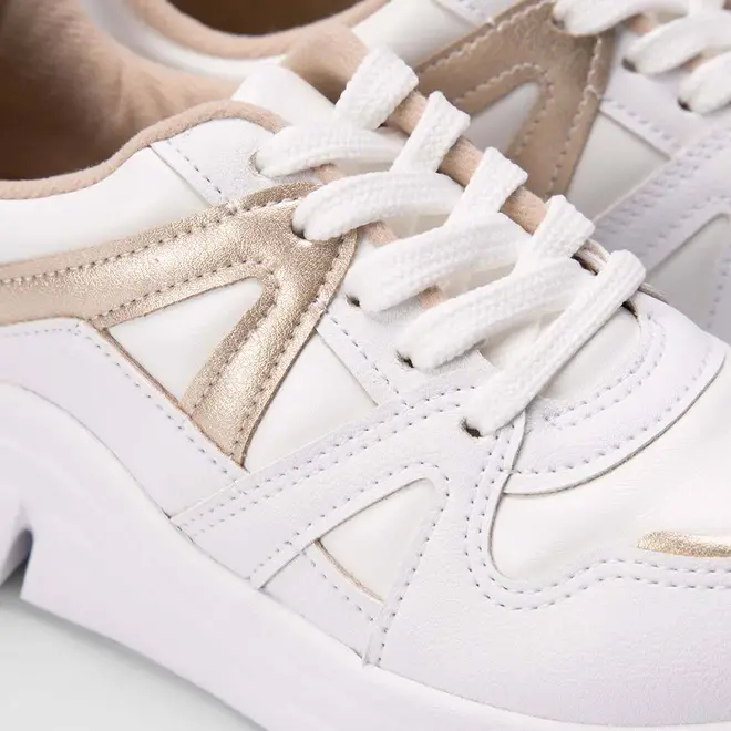 Tênis Casual Feminino Modare Ultraconforto Recorte Metalizado Branco