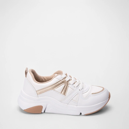 Tênis Casual Feminino Modare Ultraconforto Recorte Metalizado Branco